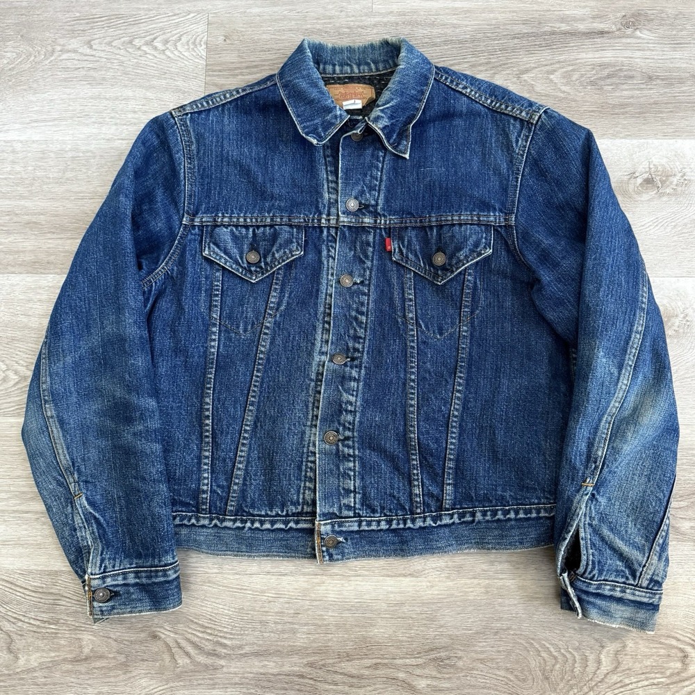 VTG 70s Levis Blanket Lined Denim Jacket Type 3 70505 0317 USA Made 42 Blank Tab